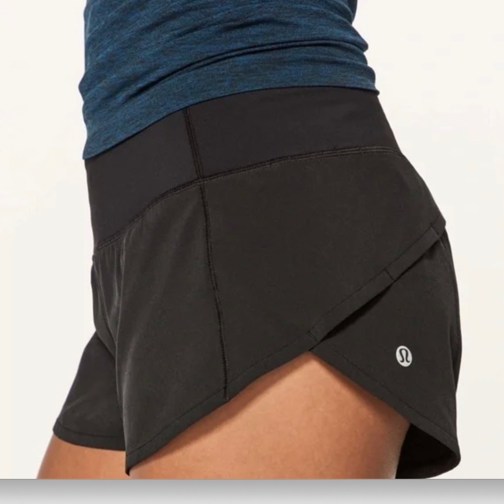 Lululemon Real Quick Speed Up Black Shorts Size 8 Lined Running Training Sports